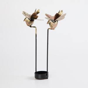 โคมไฟโลหะสีทองตกแต่งลายฉลุทรงกระบอกพร้อมหูจับรูปนก เหมาะสำหรับตกแต่งบ้านและงานอีเว้นท์ นำเข้าจากอินเดีย - Product Image 2