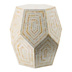 Sgabello Esagonale in Conchiglia Capiz 18x18x21 Crema/Giallo - Sgabelli e Pouf Eleganti - Product Image 2