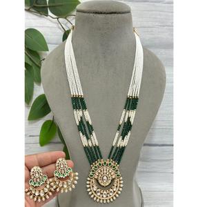 Conjunto de Collar con Colgante de Perlas Kundan y Moissanita de Primera Calidad, Encantador y de Alta Calidad, para Bodas y Fiestas, para Mujer - Product Image 1