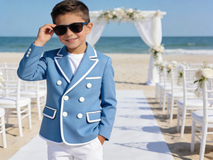 Custom Boys Pink Double Breasted Blazer Suit <b>Set</b> for Beach Wedding Party Formal Wear Kids Wedding Suit - Product Image 3