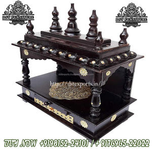 Templo de madera de teca pulida de nogal de gran tamaño Compre Templo de Pooja tallado a mano de madera maciza Nuevo diseño Templo hecho a mano de madera EE. UU. - Product Image 5
