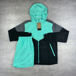 Custom Nylon Tracksuit <b>Wind</b> <b>Breaker</b> Zip up Hoodie and Shorts Set Plain Windbreaker Short Set Men Windbreaker Tracksuit Set - Product Image 4