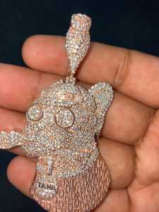 Pendentif Moissanite Smoker's Club Face Coupe Ronde Diamant Hip Hop Charme avec Argent 925 Sertie de Pierres Bijoux Fins Pendentifs & Breloques - Product Image 4