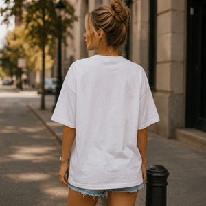 T-shirt oversize pour femme à épaules tombantes en polyester et coton, imprimé et brodé, décontracté, ample, respirant, style streetwear - Product Image 4