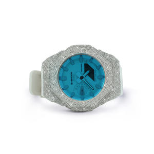Stunning Elegant Half Iced Out Diamond Premium Collection Luxury <b>Watch</b> With <b>Rubber</b> Band For Him - Product Image 1