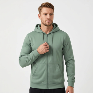 Sudadera con Capucha de Punto para Hombre, Color Sólido, Cierre Completo, Corte Regular, Informal, para Otoño - Product Image 6