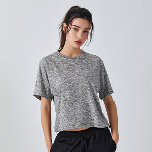 Camiseta Deportiva de Secado Rápido para Mujer, 100% Poliéster, Corte Regular, Cuello Redondo, Manga Corta, Estilo Urbano, para Entrenamiento, Primavera/Verano - Product Image 1