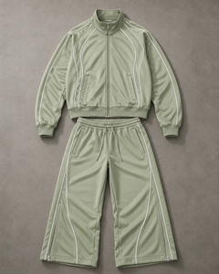 Ensemble de survêtement unisexe marron à manches longues, couleur unie, style sportif avec poches latérales et fermeture éclair, idéal pour l'automne - Product Image 3