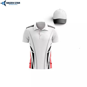 Uniforme de críquet tipo polo de manga corta para hombre, color blanco con bloques de color en contraste, con el número 10 y estampado del nombre, corte regular, para todas las temporadas. - Product Image 5