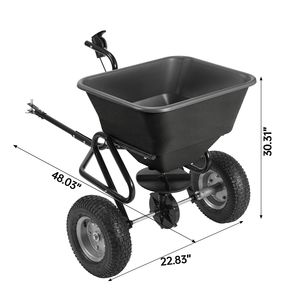 Spargitore a traino da 110 libbre con 10 impostazioni regolabili per sementi di prato e giardino, componenti essenziali per attrezzature agricole - Product Image 4