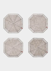 Trendy stylish good looking handmade <b>beaded</b> Checked design <b>coaster</b> Cuteness embroidery set of 4 piece <b>coaster</b> Traditional - Product Image 4