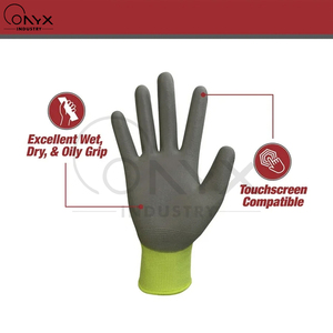 Gants anti-coupure gris avec détails noirs, gants de sécurité, protection des mains, vêtements de travail pour usage industriel - Product Image 5