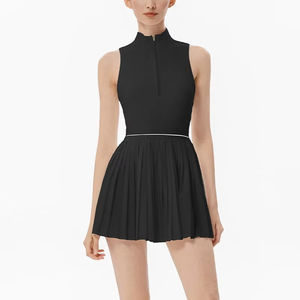 Vestido de tenis transpirable con media cremallera, sin mangas, corte ajustado, ropa deportiva, precio mayorista, superventas, con personalización - Product Image 1