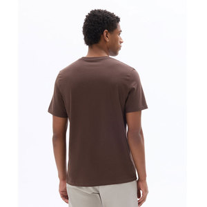 Camiseta de Manga Corta para Hombre, Cuello Redondo, Color Marrón, Corte Regular, Color Sólido, Informal, Tejido de Punto, 100% Algodón - Product Image 3