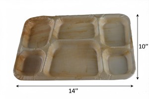 Assiette rectangulaire en feuille de palmier 14 x 10 pouces, style moderne, écologique, compostable, biodégradable, jetable - Product Image 6