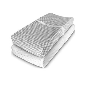 Juego de cuna de algodón 100% con cubierta de pañal súper suave de bambú orgánico Patrón de puntos en zigzag Almohadilla de cambio suave lavable y sábanas - Product Image 3