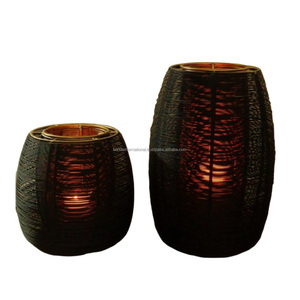 ชุดเชิงเทียนเหล็กสำหรับตกแต่งบ้าน2ชิ้นพร้อมผงเคลือบสีดำเชิงเทียนตกแต่งสำเร็จรูป - Product Image 2