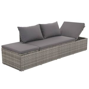 โซฟาในสวนแบบเตียงนอนหวายโพลีเอทิลีนสีเทาและสีเทาเข้ม - Product Image 4