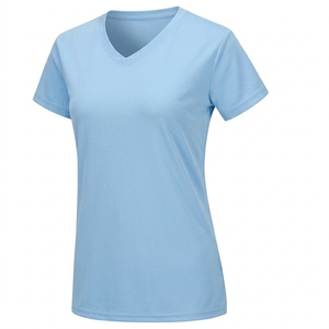 เสื้อยืดผ้าฝ้ายโมดอลสำหรับผู้หญิง คอวี แขนสั้นอเนกประสงค์ แขนห้าส่วน - Product Image 1