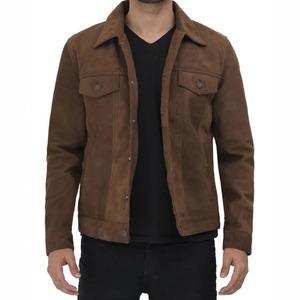 Brown Leather <b>Trucker</b> <b>Jacket</b> for Men - Product Image 1