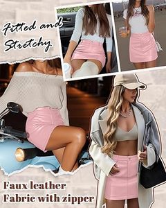 Minifalda de Cuero Personalizable para Mujer, Cintura Alta, Elástica, Ajustada, para Fiesta, Falda de Cuero PU, Fabricación OEM ODM - Product Image 4