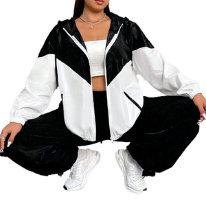Premium Quality Women's Color Block Windbreaker <b>Jacket</b> <b>Lightweight</b> Waterproof Hooded Zip-Up Sportswear Outerwear Men's <b>Jackets</b> - Product Image 4