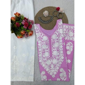 DESIGNER TOP PUNTADA CADENA RAYÓN CON PALAZZO ROSA - Product Image 3