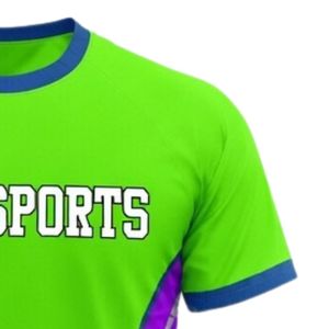 Camiseta de Netball Unisex Verde Neón y Morado, Sublimada, de Poliéster, Manga Corta, Cuello Redondo, Ropa Deportiva, Panel Lateral para Entrenamiento - Product Image 5