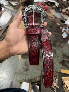 Hand tooled leather embossed <b>belt</b> with intricate craftsmanship and decorative patterns ideal <b>for</b> fashion wear gifting boutiques - Product Image 5