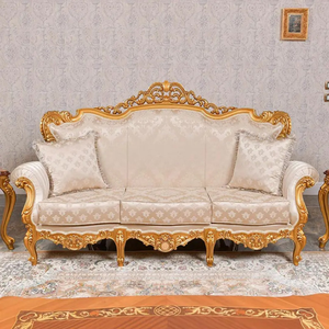 Juego de Sofás de Madera de Teca de Lujo, Elegancia Imperial, Tapizados, Ecológicos, Tallados a Mano, Muebles Clásicos Europeos para Sala de Estar - Product Image 2