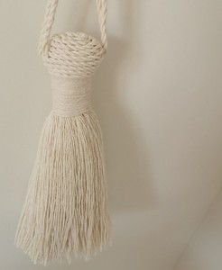 Handmade Cotton Macrame Curtain <b>Tieback</b> with Tassel: Bohemian Decor - Product Image 2