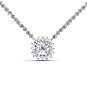 Collier pendentif halo avec diamants taille coussin et taille rond de 1,19 ct en or jaune, blanc et rose 18 carats |   Élégant ensemble de bijoux en forme de panier de fleurs - Product Image 4