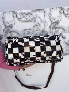 Nuevo Diseño, Bolsas de Viaje de Cuero Vacuno Auténtico, Diseño a Cuadros, Bolsa Hecha a Mano, Bolsa de Viaje Unisex, Multiusos, Bolsa de Gran Tamaño - Product Image 5