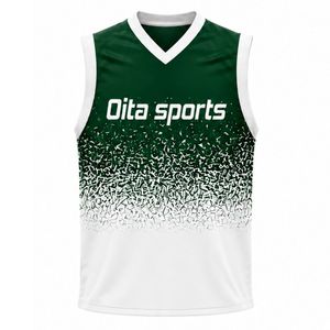 Green White Volleyball Sleeveless <b>Shirt</b> Athletic Team Sports Top Performance Wear Practice Match Uniform Clothing - Product Image 1