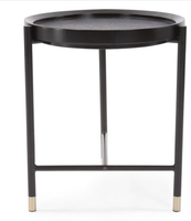 Table basse ronde moderne en métal noir avec plateau d'appoint, durable et facile à nettoyer pour salon et chambre à coucher
