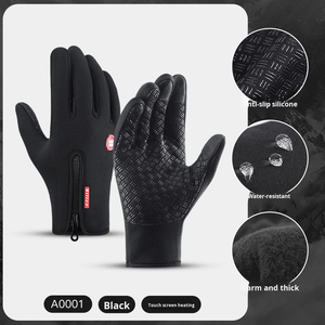 Guantes de cuero para deportes al aire libre para hombre y mujer, guantes de invierno con forro polar, cálidos, para esquiar, resistentes al viento, ignífugos, gruesos - Product Image 2
