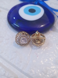 Vintage Classic 22k Gold Plated Oval Shape <b>Stud</b> <b>Earrings</b> with <b>Crystal</b> Rhinestones Bezel Setting Women's Everyday Wear Party Gift - Product Image 2