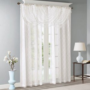 Mantovana a cascata bianca ricamata con diamanti 38x46 pollici eleganti tende e mantovane - Product Image 5