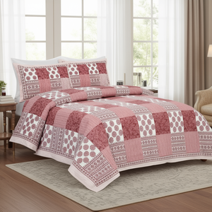 Aanchal 100X108 120TC Bedding Set Queen Size 100x108 Inch Fitted & Flat <b>Bed</b> Sheets with 2 Pillow <b>Covers</b> for Home or Hotel - Product Image 3