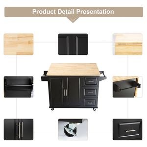Carrello da Cucina con Piano in Marmo, Mobile Contenitore con Ripiano Regolabile - Product Image 6