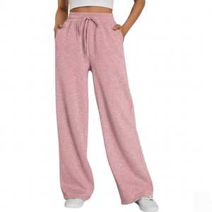 Pantalones Deportivos de Pierna Ancha, Cintura Alta, con Cordón, Corte Holgado, Casuales, Suaves, Relajados, para Uso Diario, Cómodos - Product Image 4