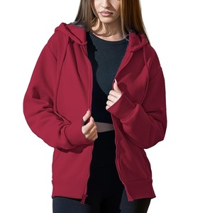 Sweat à capuche zippé décontracté pour femme, 100 % coton, manches longues, col rond, épaules tombantes, couleur unie, confortable, meilleur prix, le plus vendu - Product Image 2