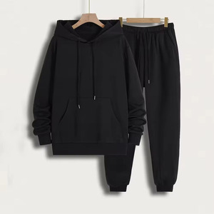 Ensemble de survêtement 2 pièces pour homme, sweat-shirt à capuche en molleton uni surdimensionné et pantalon de jogging, vêtements de sport personnalisés, streetwear, vêtements de sport athlétiques - Product Image 1