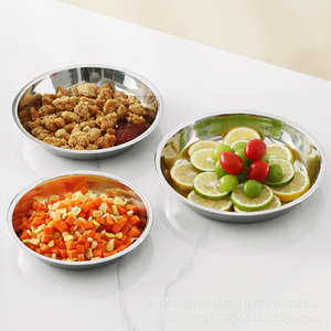 Assiettes rondes en acier inoxydable 201 poli, vaisselle élégante pour la cuisine, plats de cuisson - Product Image 5