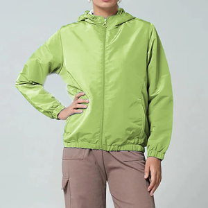 Blouson de course unisexe violet avec fermeture éclair, col montant, coupe-vent, décontracté, printemps, coupe régulière, en polyester, couleur unie - Product Image 4