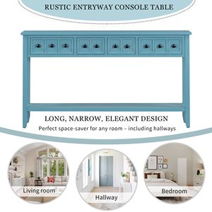 Rustic 60\" Long Entryway <b>Console</b> <b>Table</b> with Two Different Size Drawers and Bottom Shelf for <b>Storage</b> - Product Image 5