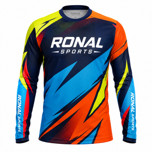 RONAL SPORTS Jersey de Motocross Unisex de Manga Larga Sublimado, Secado Rápido, Algodón/Poliéster, Transpirable, Talla Grande, Camiseta de Carreras para Adultos - Product Image 1