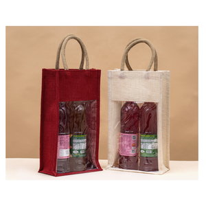 Sac porte-bouteille réutilisable en jute naturel avec sangle réglable pour la randonnée et le camping - Product Image 3