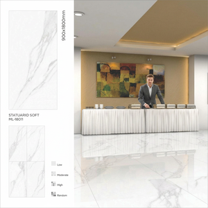 กระเบื้องพอร์ซเลนเคลือบด้านลายหินอ่อนสีขาวโบราณ Statuario ขนาด 900x1800 มม. ทนกรด ต้านเชื้อแบคทีเรีย กันลื่น สำหรับตกแต่งภายใน - Product Image 4