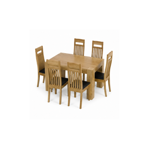 Ensemble de salle à manger ARTERRA Premium Modern Farmhouse en teck, table rectangulaire avec chaises à dossier haut pour la maison - Product Image 1